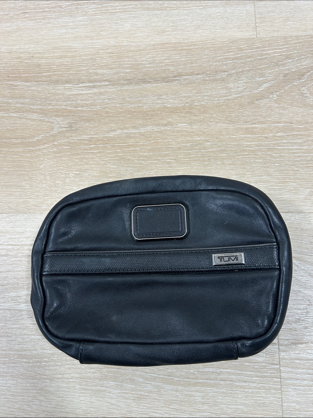 Tumi Black Leather Travel Toiletry Case